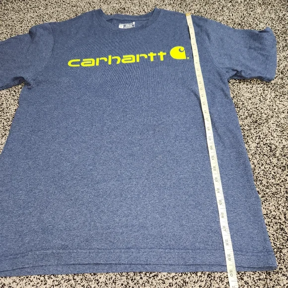 Carhartt Mens Medium Navy Blue/ Green Carhartt Logo Loose Fit Short Sleeve Shirt - Picture 5 of 8